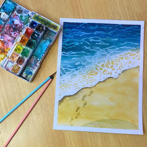 Ocean Wave watercolour for beginners workshop Tuesday 30th July 12:30 - 1:30