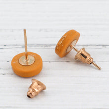 Load image into Gallery viewer, Mustard with gold foiling stud earrings