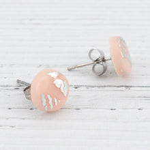 Load image into Gallery viewer, Peach with silver foiling stud earrings