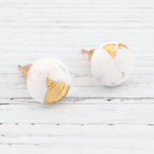 Load image into Gallery viewer, White with gold foiling stud earrings