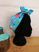 Load image into Gallery viewer, Headscarf turquoise hot air balloons