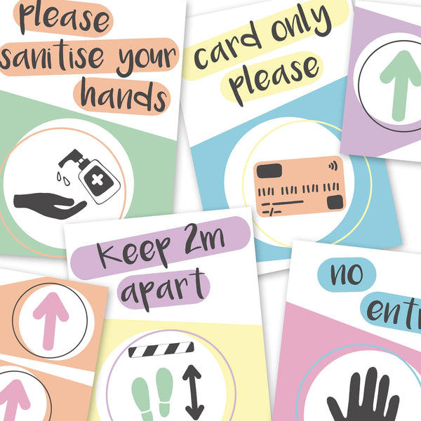 FREE Social Distancing signs and arrows for businesses, shops and schools