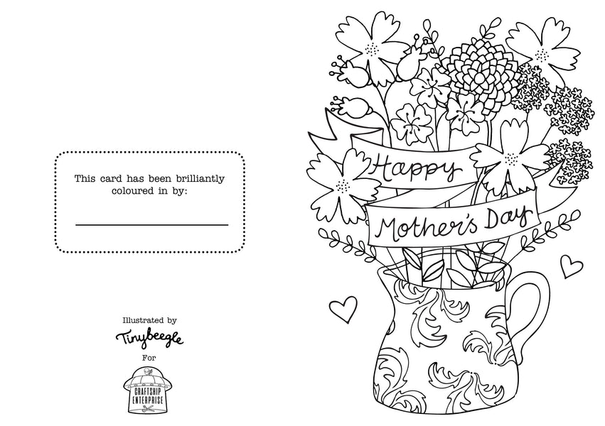 Mother's Day Colouring in Card Free Printable