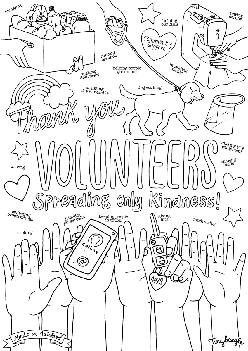 A colouring sheet for all the volunteers! Made in Ashford