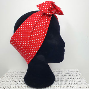 Headscarf in red and white polka dot cotton