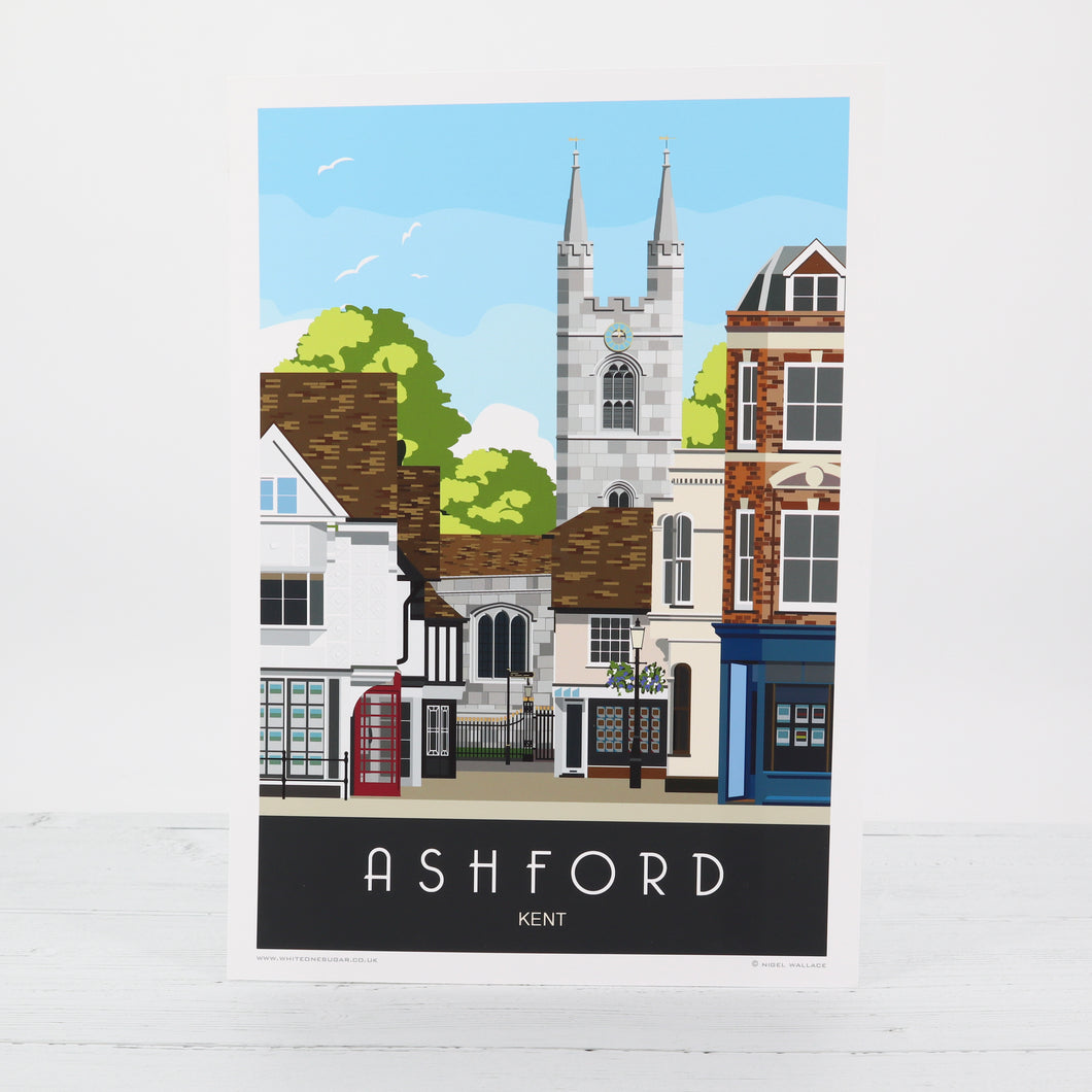 Ashford A4 Print Railway style travel poster