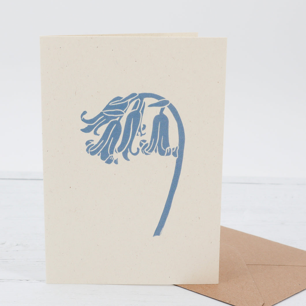 Bluebell linocut print greetings card