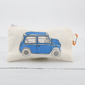 Blue mini car fabric pencil case