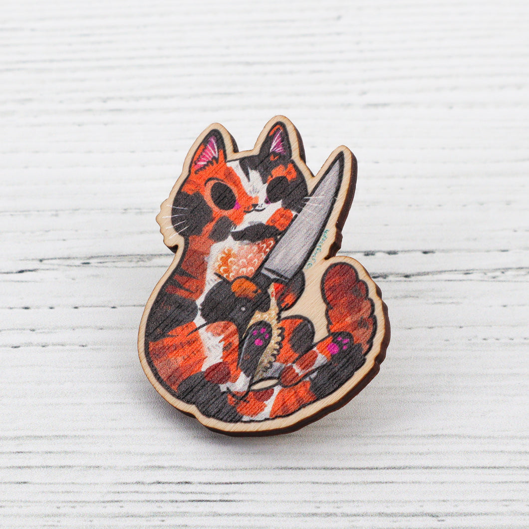 Crazy cat pin