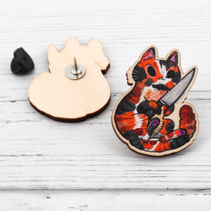 Crazy cat pin