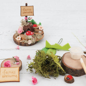 Fairies Live Here and Fairies Welcome Fairy garden kit with sign