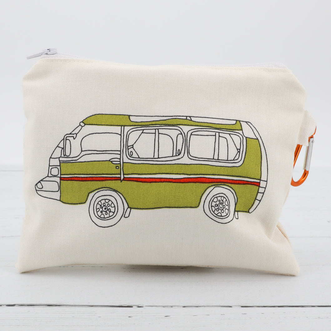 Green campervan fabric pencil case