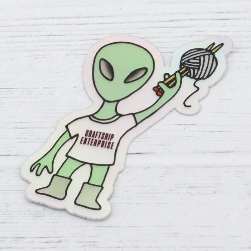 Alien mascot holographic sticker