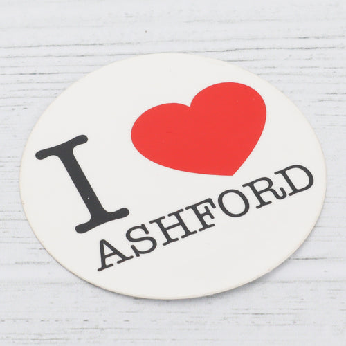 I love Ashford type sticker round