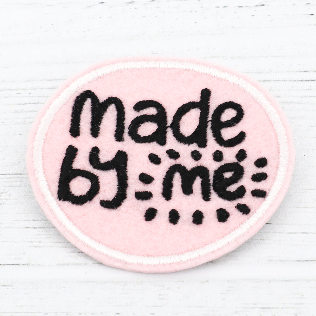 Made by me pink sew on patch