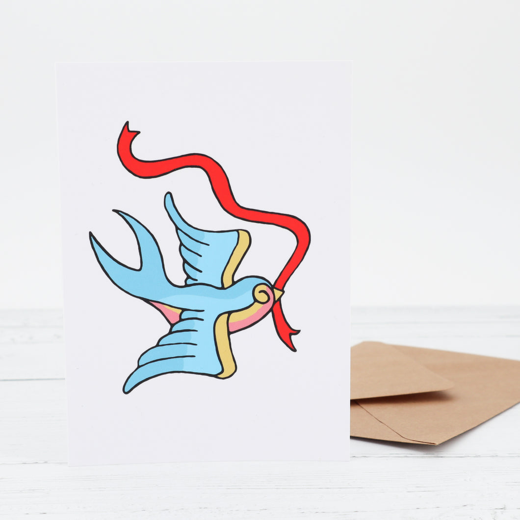 Swallow tattoo greetings card