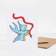 Swallow tattoo greetings card