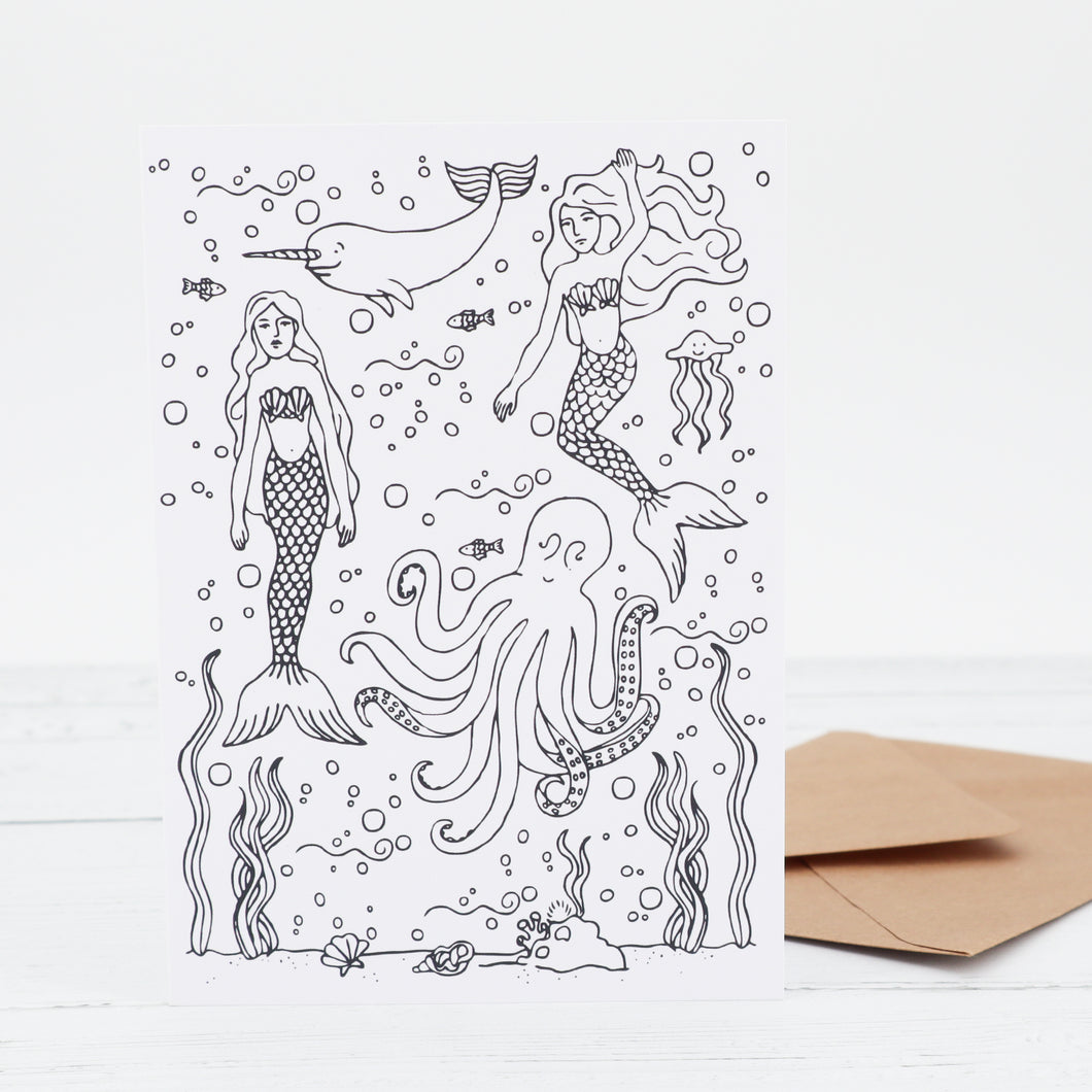 Under the sea colouring in card