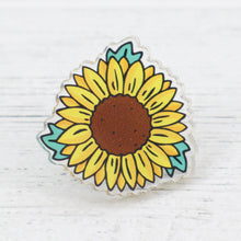 Load image into Gallery viewer, Sunflower acrylic pin badge