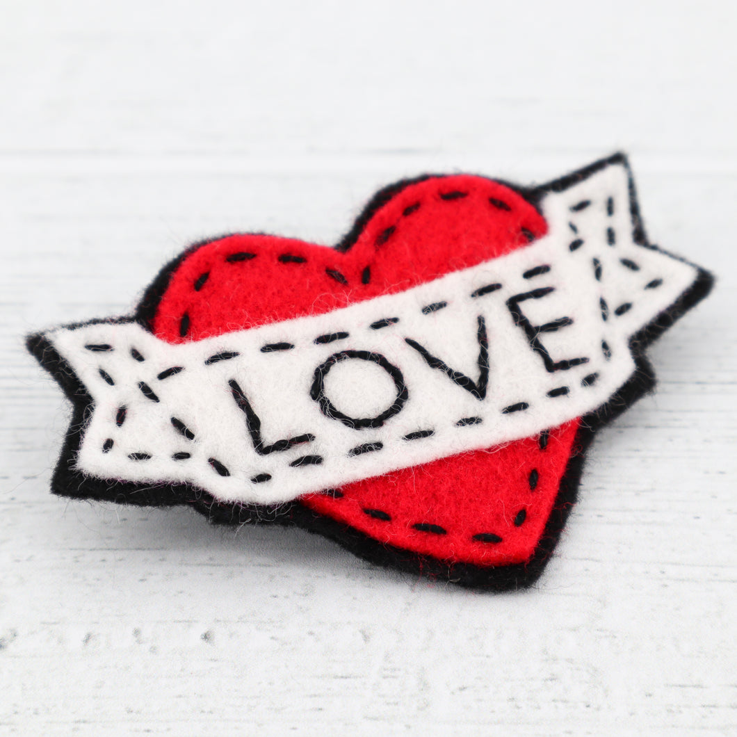 Love felt brooch