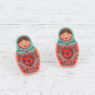 Babushka sterling silver stud earrings