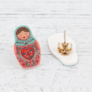 Babushka sterling silver stud earrings