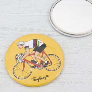 Allez cycling illustration pocket mirror