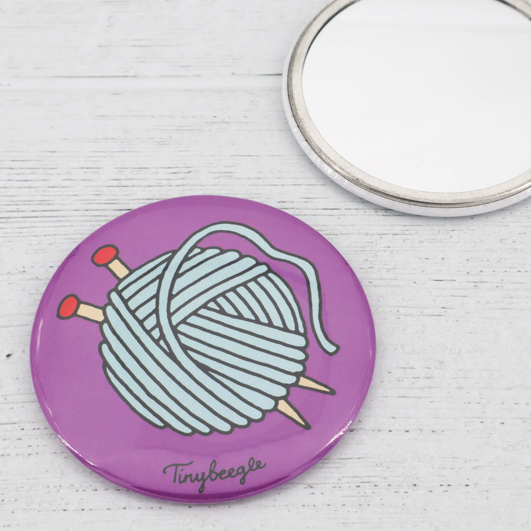 Knit happens original knitting illustration pocket mirror