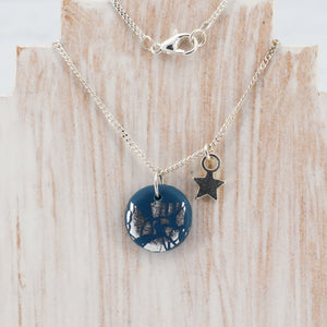 Blue and silver charm necklace
