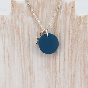 Blue and silver charm necklace