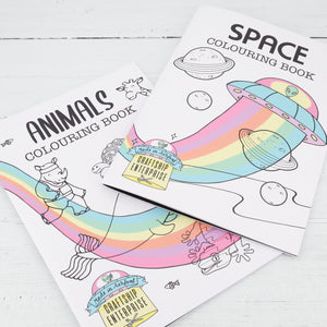 Space and animals colouring book