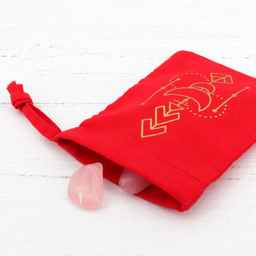 Cotton crystal pouch with a gold geometric vinyl detail