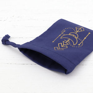 Cotton crystal pouch with a gold geometric vinyl detail