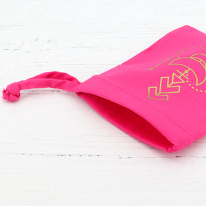 Cotton crystal pouch with a gold geometric vinyl detail