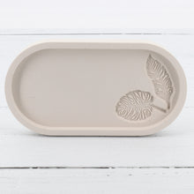 Load image into Gallery viewer, Handmade jesmonite oval tray with stamp imprinted