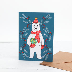 Polar bear Christmas card pack