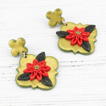 Load image into Gallery viewer, Gold poinsettia earrings