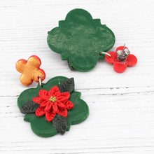 Load image into Gallery viewer, Green poinsettia earrings