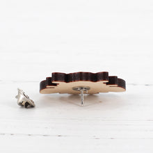 Load image into Gallery viewer, Inkcap Mushroom lino print wooden pin badge