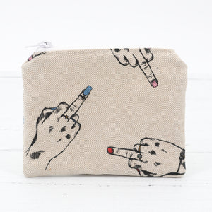 Middle finger fabric coin purse