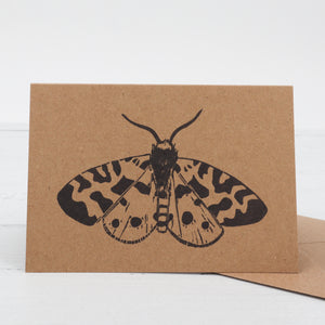 Moth linocut print greetings card
