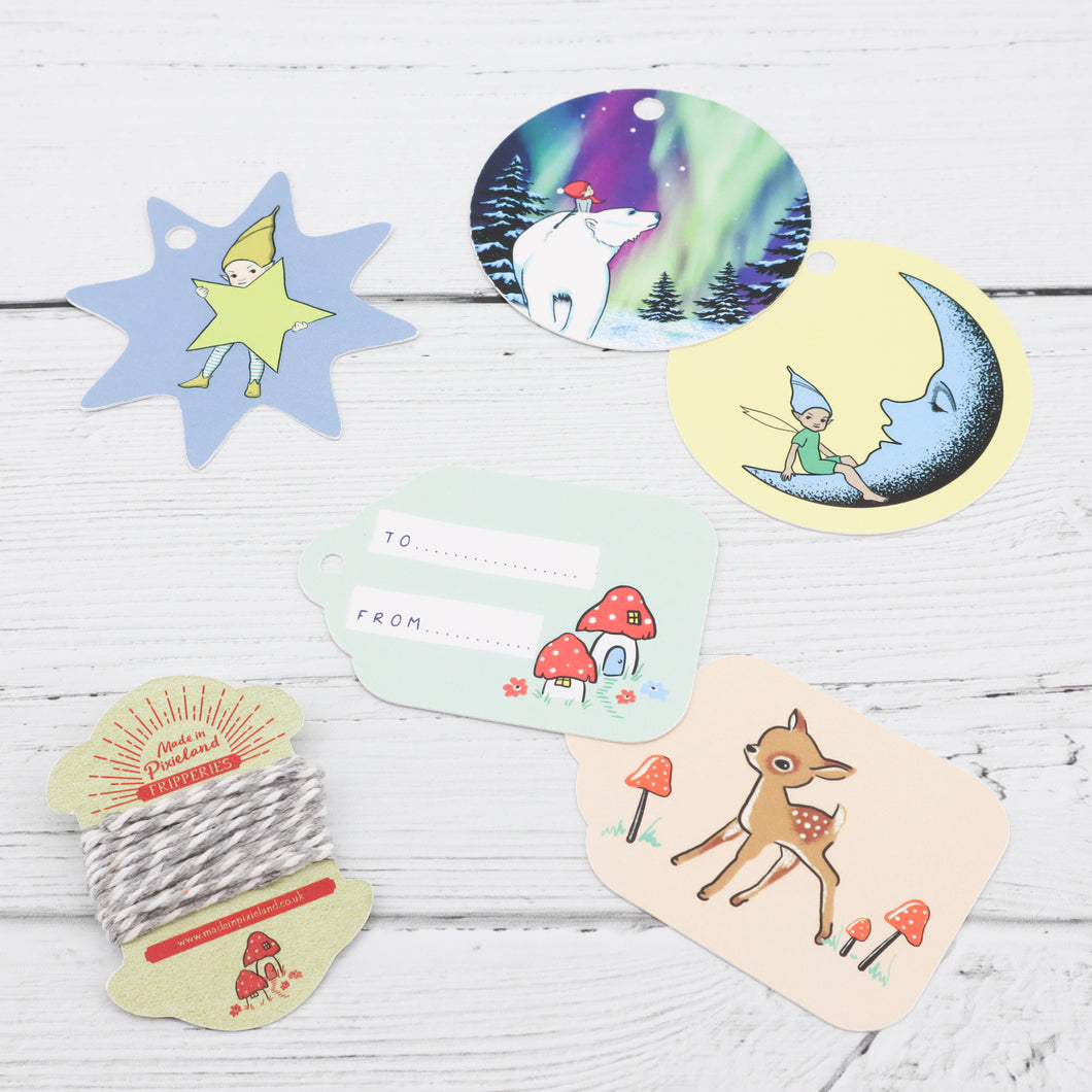 Star and circle die cut gift tags