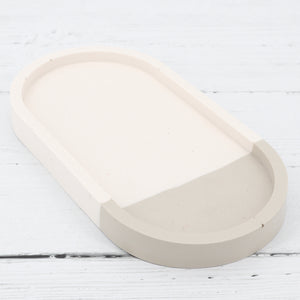 Handmade jesmonite white and grey oval tray