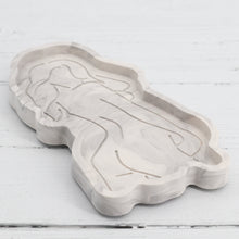 Load image into Gallery viewer, Handmade jesmonite white and grey marble woman body tray dish