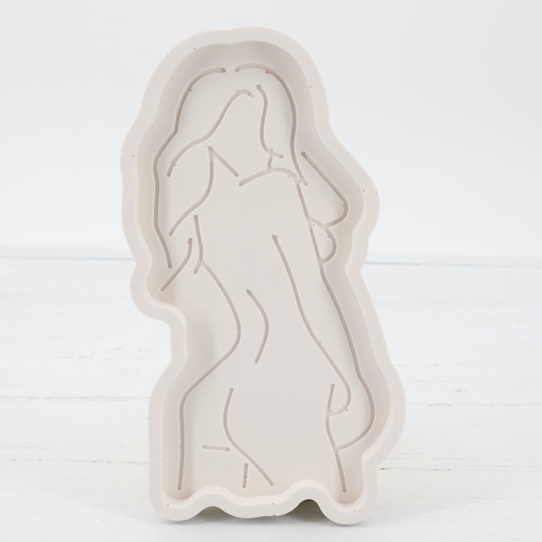 Handmade jesmonite white woman body tray dish