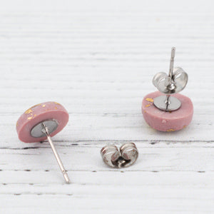 Dusky pink with gold foiling stud earrings