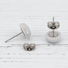 Load image into Gallery viewer, Light grey with silver foiling stud earrings