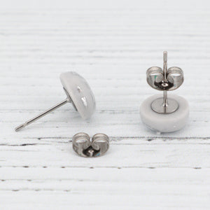 Light grey with silver foiling stud earrings