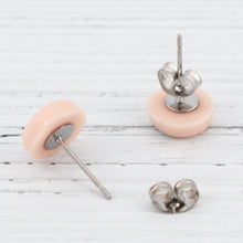 Load image into Gallery viewer, Peach with silver foiling stud earrings