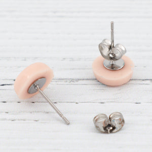 Peach with silver foiling stud earrings